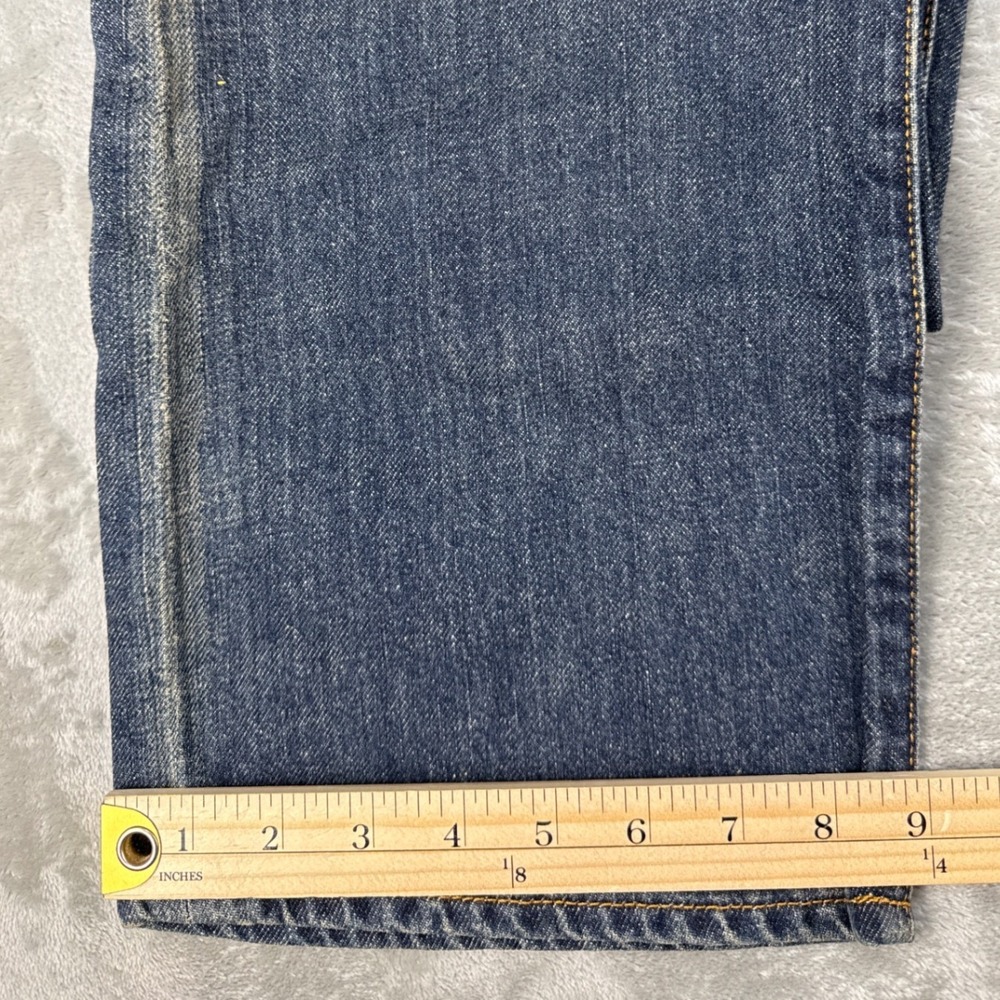 Guess Jeans Mens 30 Blue Denim Straight Leg Button Fly Distressed - Picture 5 of 8
